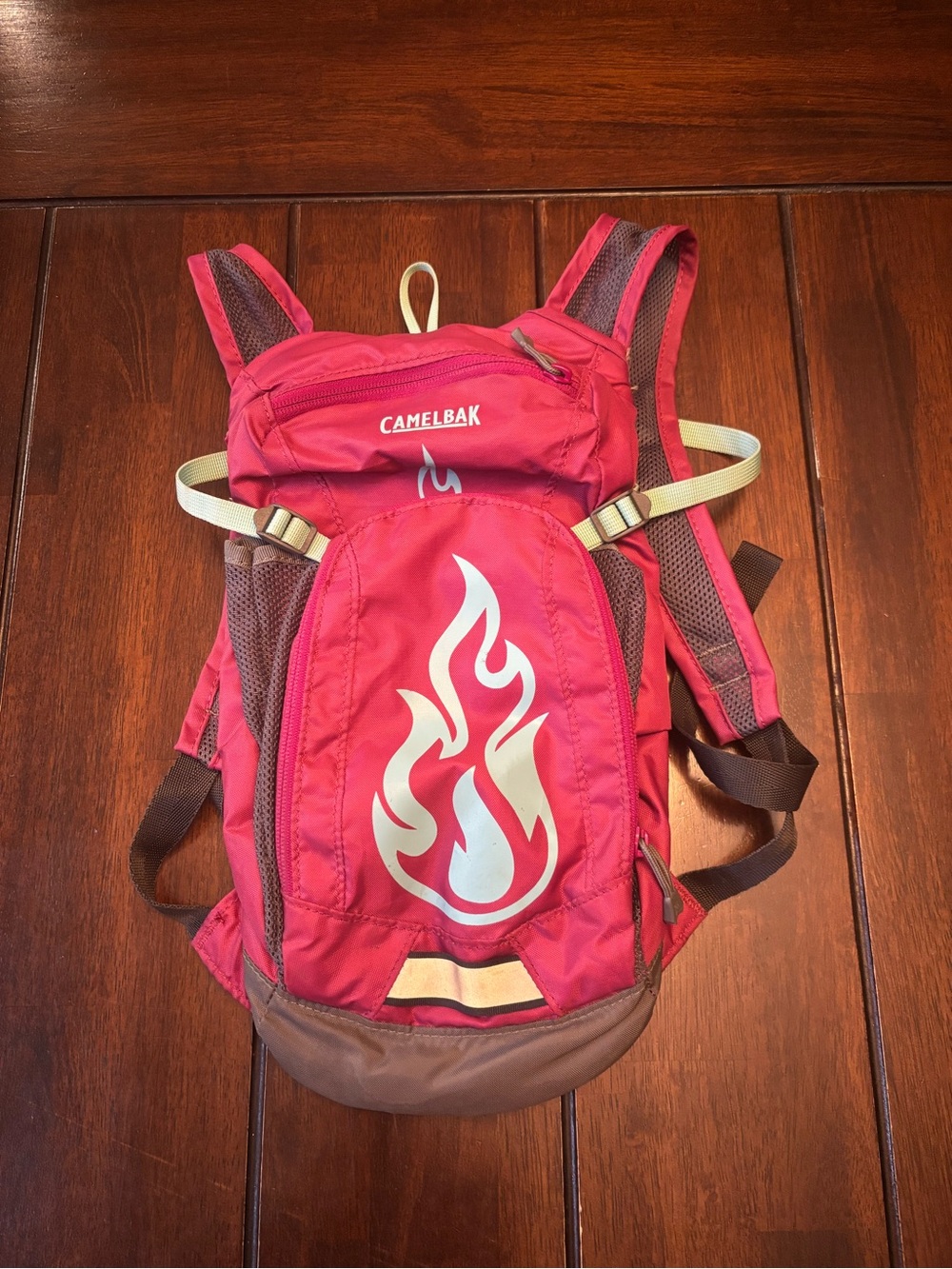 CamelBak Kids Hot Pink Mini Mule Hydration Backpack with Blue Flame Graphic